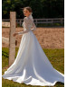 Ivory Satin Lace Buttons Back Unique Wedding Dress